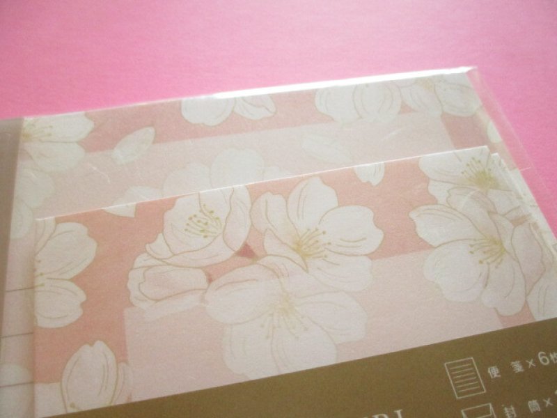 Photo1: Beautiful Cherry Blossom Letter Set Kyowa *Sakura Meguri (42-210 Salmon Pink)