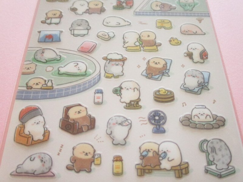 Photo2: Kawaii Cute Design Stickers Sheet Gaia *Public Bath (466778-1)