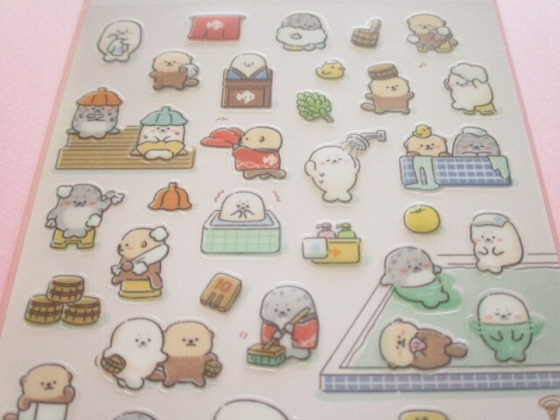 Photo1: Kawaii Cute Design Stickers Sheet Gaia *Public Bath (466778-1)