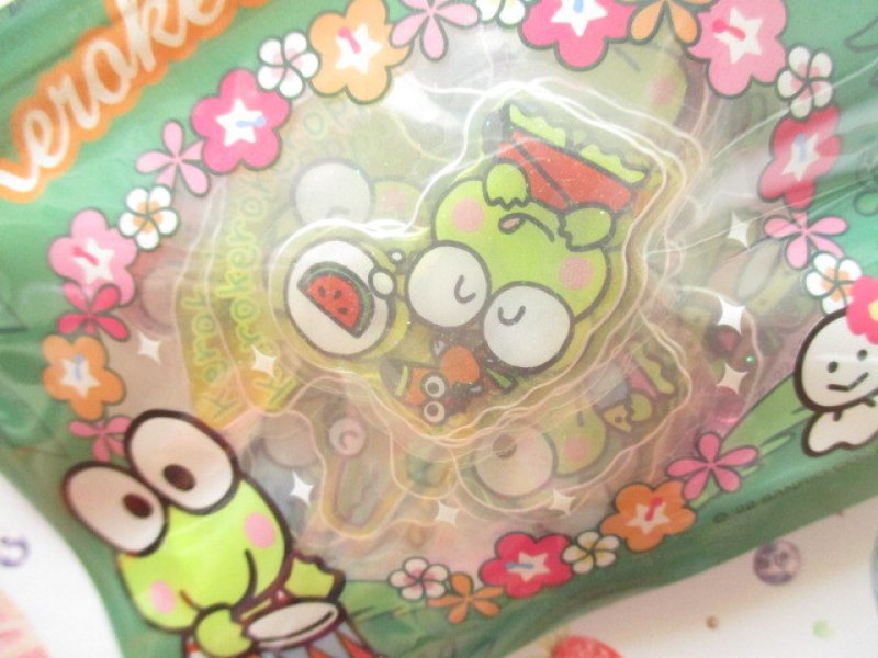 Photo1: Kawaii Cute Summer Sticker Flakes Sack in Mini Zipper Case Sanrio Original *Kerokerokeroppi (98819-7)