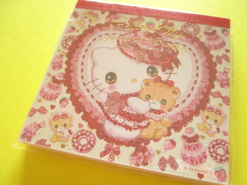 Photo1: Kawaii Cute Medium Memo Pad Sanrio Characters × 飴ノ森ふみか Amenomori Fumika Clothes Pin *Hello Kitty (MM-84004)  (1)