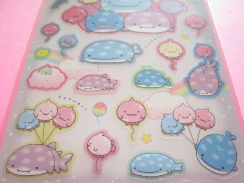 Photo2: Kawaii Cute Sticker Sheet Jinbesan San-x *Jinbesan and Fusen-uo (SE66702)