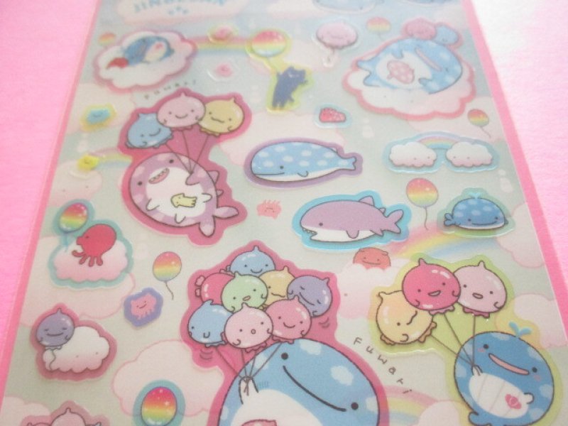 Photo1: Kawaii Cute Sticker Sheet Jinbesan San-x *Jinbesan and Fusen-uo (SE66701)