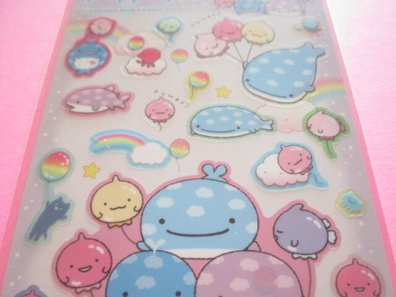Photo1: Kawaii Cute Sticker Sheet Jinbesan San-x *Jinbesan and Fusen-uo (SE66702)