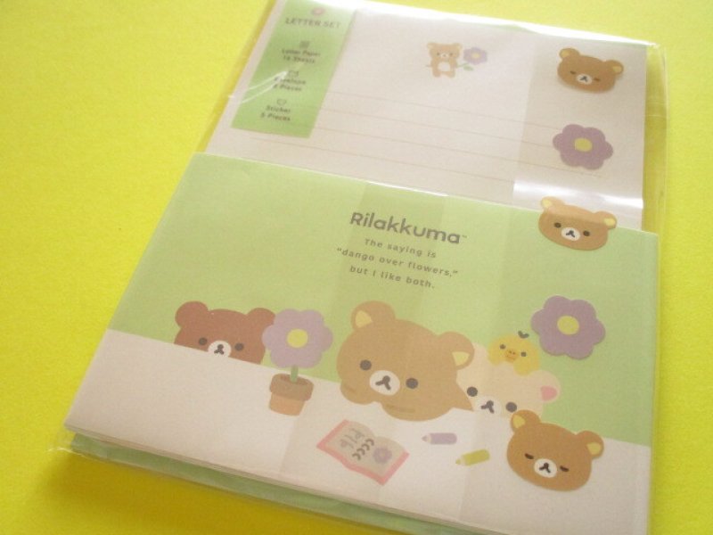 Photo1: Kawaii Cute Regular Letter Set Rilakkuma San-x *Basic Rilakkuma Flower (LH83501) (1)