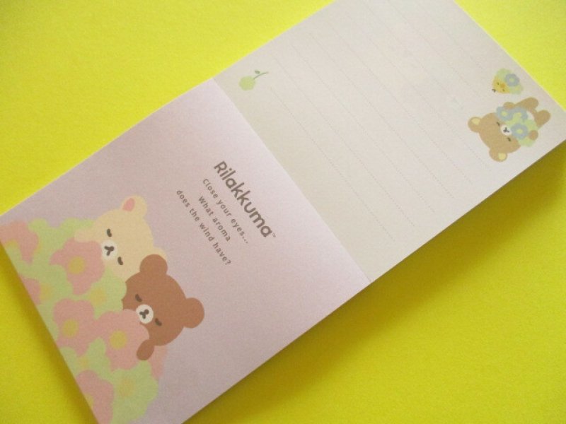 Photo2: Kawaii Cute Square Memo Pad Rilakkuma San-x *Basic Rilakkuma Flower (MH26701)