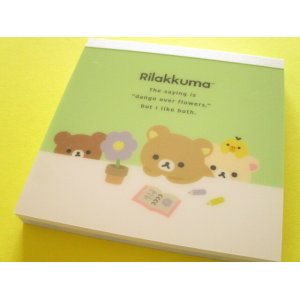 Photo: Kawaii Cute Square Memo Pad Rilakkuma San-x *Basic Rilakkuma Flower (MH26702)
