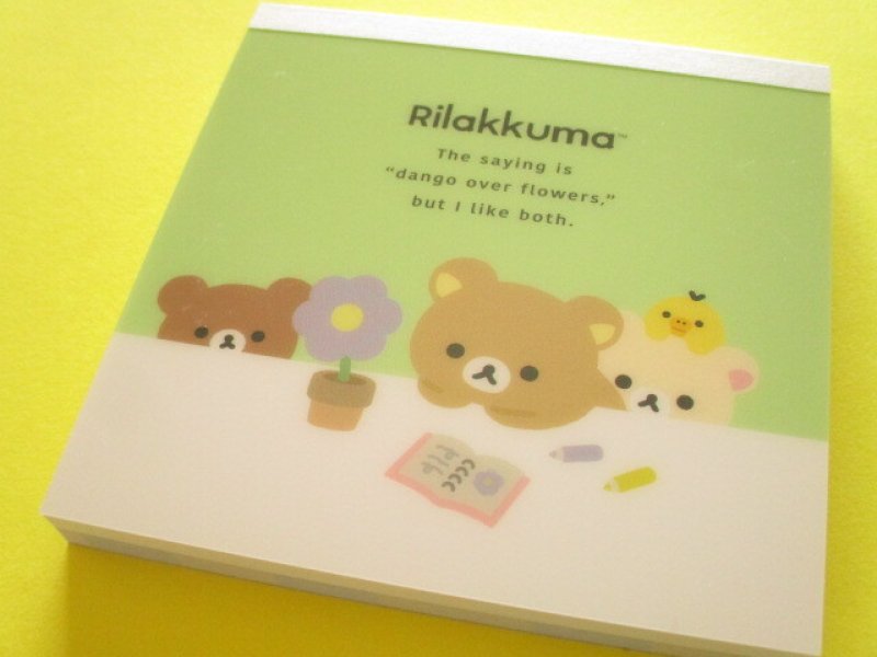 Photo1: Kawaii Cute Square Memo Pad Rilakkuma San-x *Basic Rilakkuma Flower (MH26702) (1)