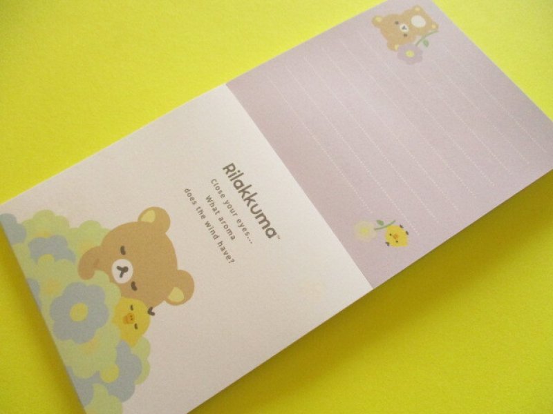 Photo2: Kawaii Cute Square Memo Pad Rilakkuma San-x *Basic Rilakkuma Flower (MH26702)