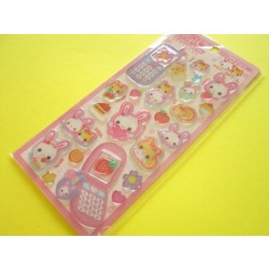 Photo: Kawaii Cute 平成はっぴーフォン Stickers Sheet Crux *フワフワらびちゃん-Pink (131002)