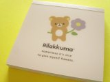 Photo: Kawaii Cute Square Memo Pad Rilakkuma San-x *Basic Rilakkuma Flower (MH26701)