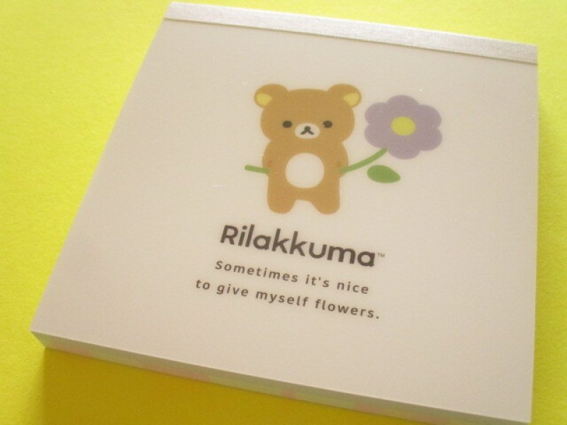 Photo1: Kawaii Cute Square Memo Pad Rilakkuma San-x *Basic Rilakkuma Flower (MH26701) (1)