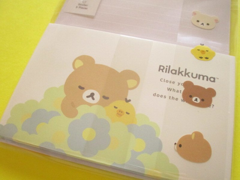 Photo2: Kawaii Cute Regular Letter Set Rilakkuma San-x *Basic Rilakkuma Flower (LH83601)