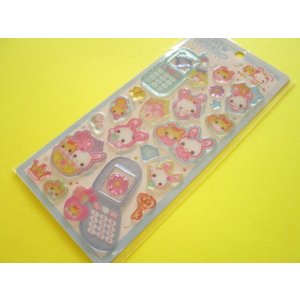 Photo: Kawaii Cute 平成はっぴーフォン Stickers Sheet Crux *フワフワらびちゃん-Blue (131003)