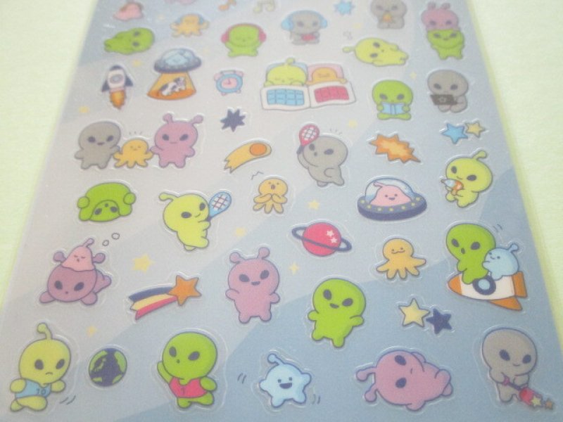 Photo2: Kawaii Cute Design Stickers Sheet Gaia *Mystery Friends Aliens (466813-2)