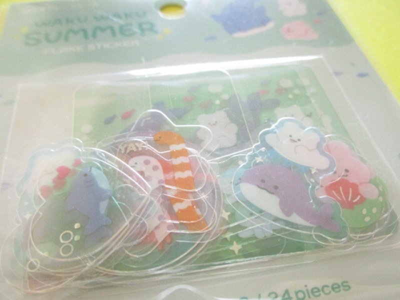 Photo1: Kawaii Cute Waku Waku Summer Sticker Flakes Sack Gaia *W Summer 1 (468065-2)