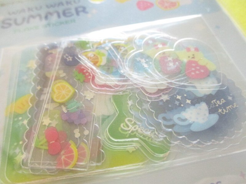 Photo1: Kawaii Cute Waku Waku Summer Sticker Flakes Sack Gaia *W Summer 2 (468066-1)