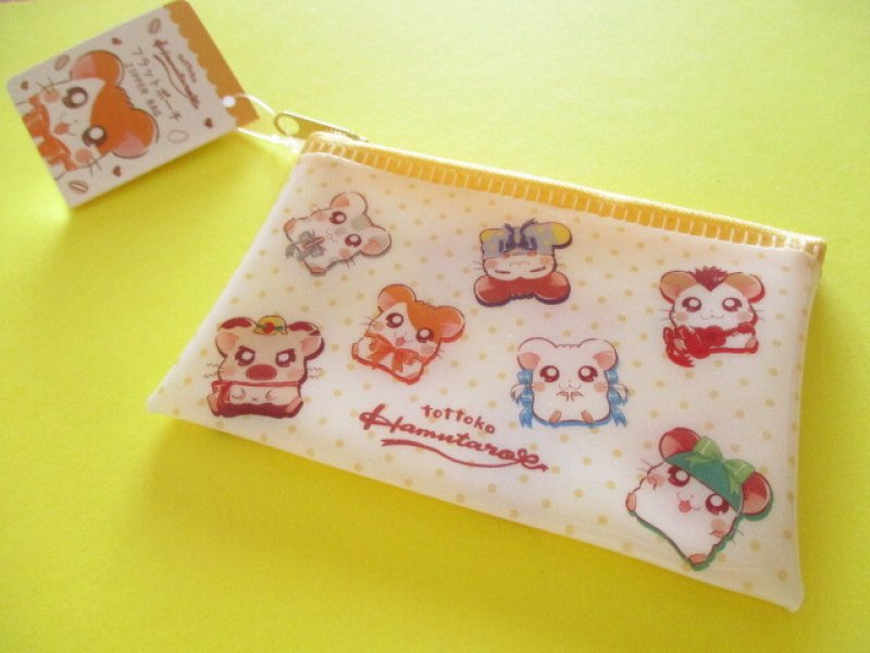 Photo1: Kawaii Cute Tottoko Hamutaro Small Flat Vinyl Pouch *Ribbon (40129) (1)