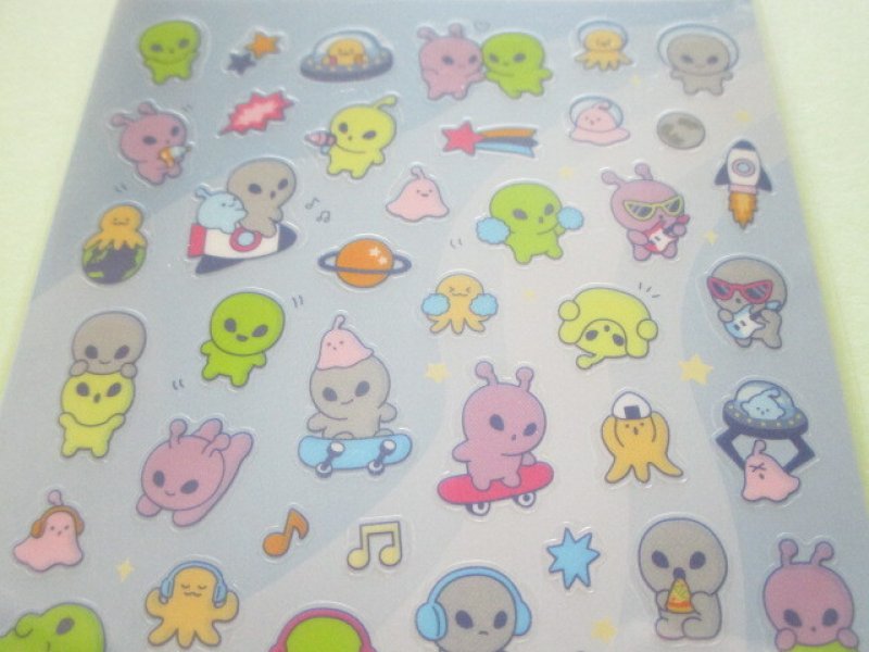 Photo1: Kawaii Cute Design Stickers Sheet Gaia *Mystery Friends Aliens (466813-2)