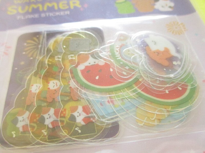 Photo1: Kawaii Cute Waku Waku Summer Sticker Flakes Sack Gaia *W Summer 2 (468066-2)