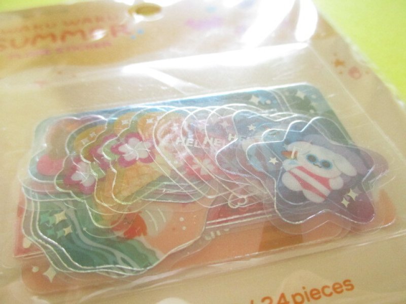 Photo1: Kawaii Cute Waku Waku Summer Sticker Flakes Sack Gaia *W Summer 1 (468065-1)