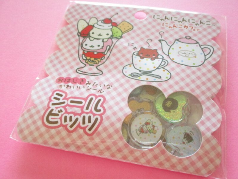 Photo1: Kawaii Cute Seal Bits Sticker Ohajiki Flakes Sack San-x *にゃんにゃんにゃんこ (SE69003) (1)