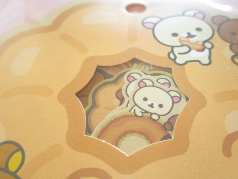 Photo1: Kawaii Cute Crear Seal Bits Sticker Flakes Sack San-x *Mister Donut×Rilakkuma (SE68201)