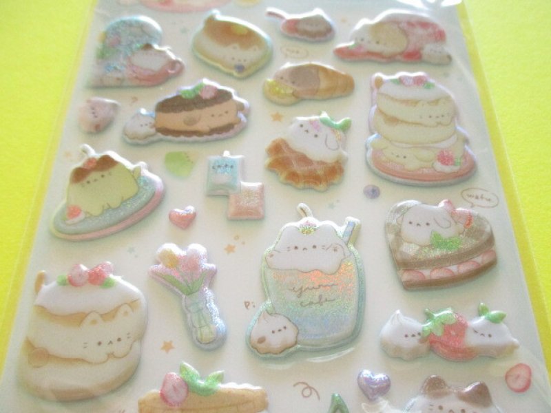 Photo1: Kawaii Cute めちゃキラ Puffy Stickers Sheet Q-Lia *Yuru Cafe Biyori (01032)