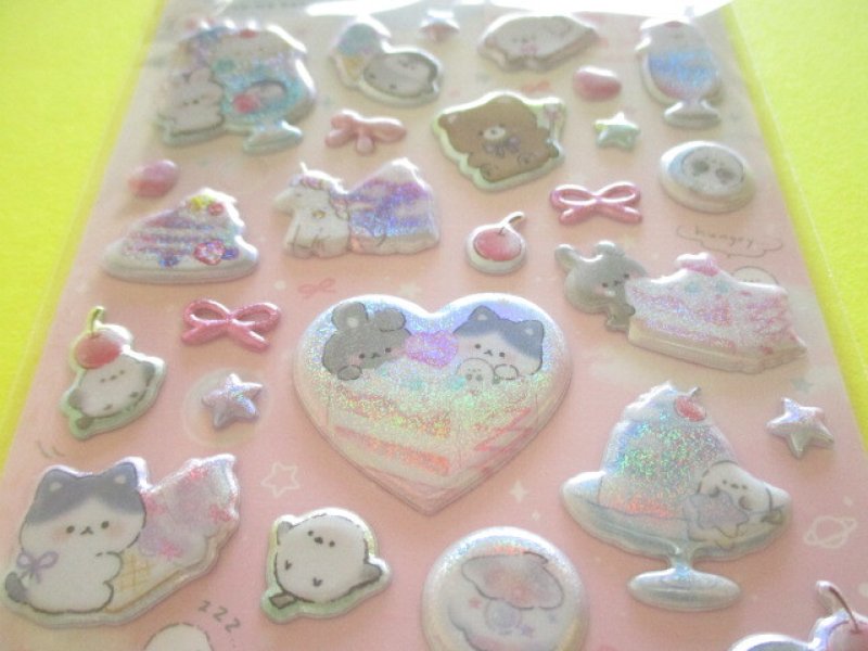 Photo1: Kawaii Cute めちゃキラ Puffy Stickers Sheet Q-Lia *Sweet Cafe (01035)