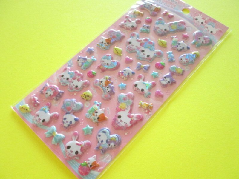 Photo1: Kawaii Cute めちゃキラ Puffy Stickers Sheet Q-Lia *Candy Twins (01033) (1)