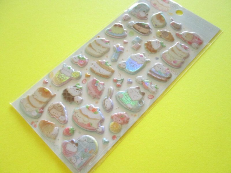 Photo1: Kawaii Cute めちゃキラ Puffy Stickers Sheet Q-Lia *Yuru Cafe Biyori (01032) (1)