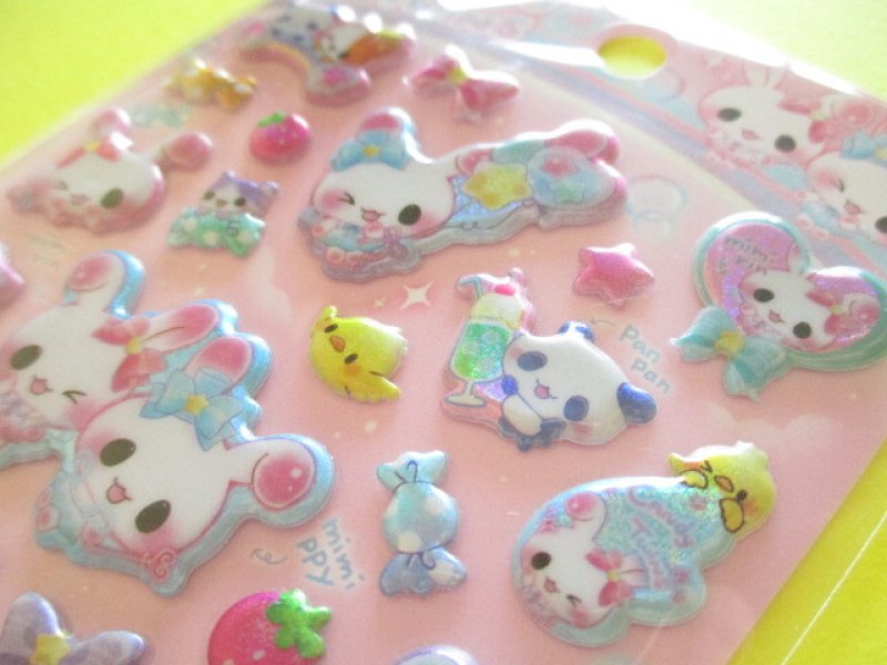 Photo3: Kawaii Cute めちゃキラ Puffy Stickers Sheet Q-Lia *Candy Twins (01033)