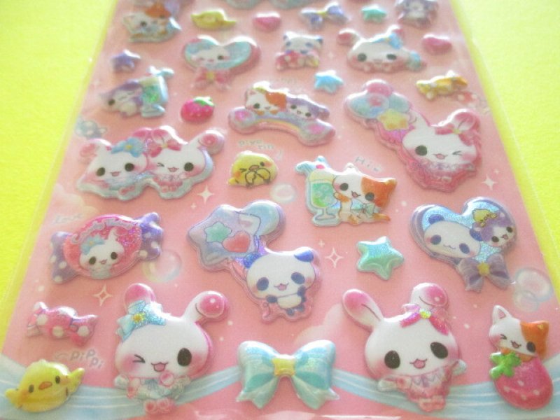Photo2: Kawaii Cute めちゃキラ Puffy Stickers Sheet Q-Lia *Candy Twins (01033)