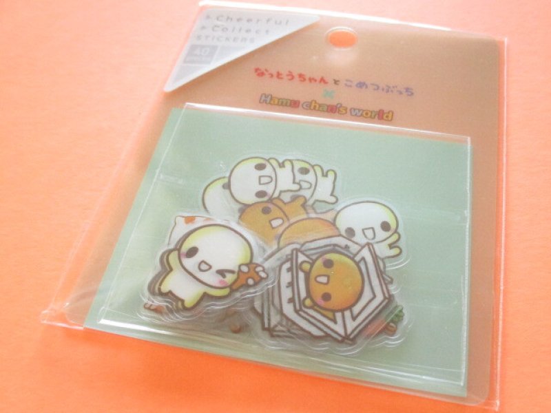 Photo1: Kawaii Cute Cheerful Collect Sticker Flakes Sack Crux ＊なっとうちゃん×Hamu-chan's world (134042) (1)