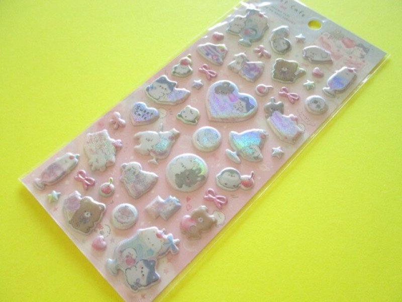 Photo1: Kawaii Cute めちゃキラ Puffy Stickers Sheet Q-Lia *Sweet Cafe (01035) (1)