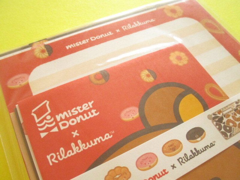 Photo1: Kawaii Cute Regular Letter Set Rilakkuma San-x *Mister Donut×Rilakkuma (LH84201)