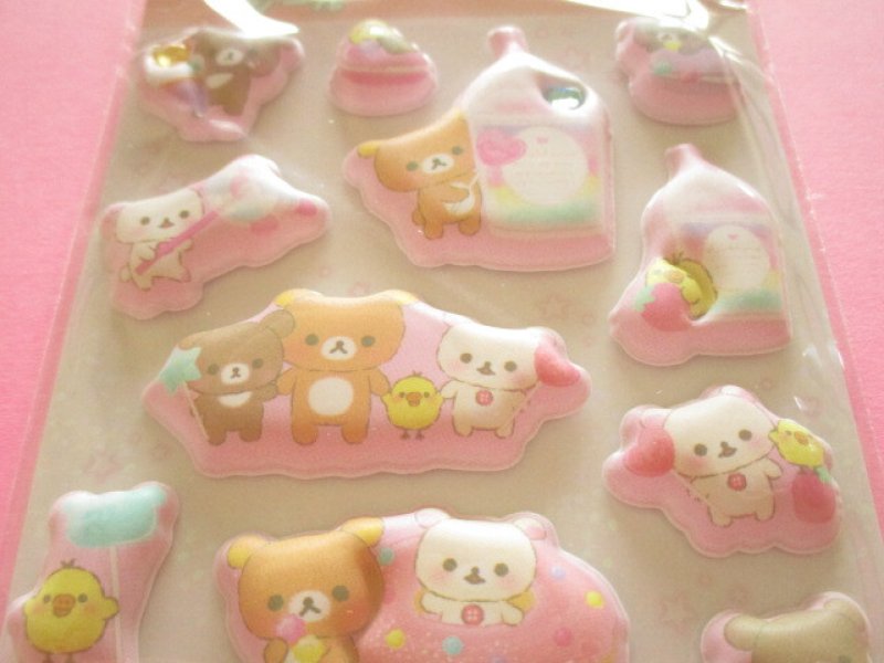 Photo1: Kawaii Cute Funi Funi Puffy Stickers Sheet San-x *Rilakkuma (SE69801)
