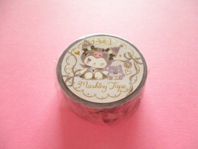 Photo1: Kawaii Cute Masking Tape Sticker Kuromi × たけい みき Miki Takei Clothes Pin *Black Swan (MT-84072) (1)
