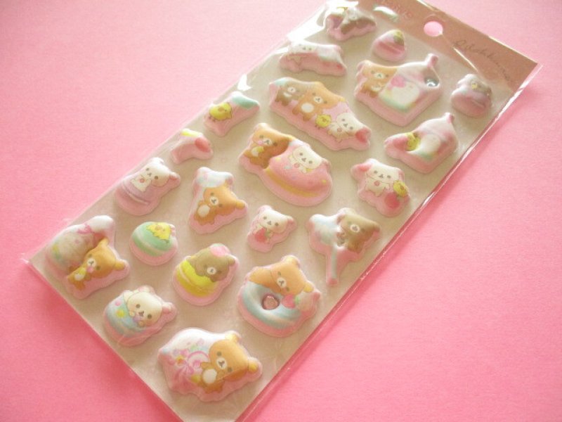 Photo1: Kawaii Cute Funi Funi Puffy Stickers Sheet San-x *Rilakkuma (SE69801) (1)