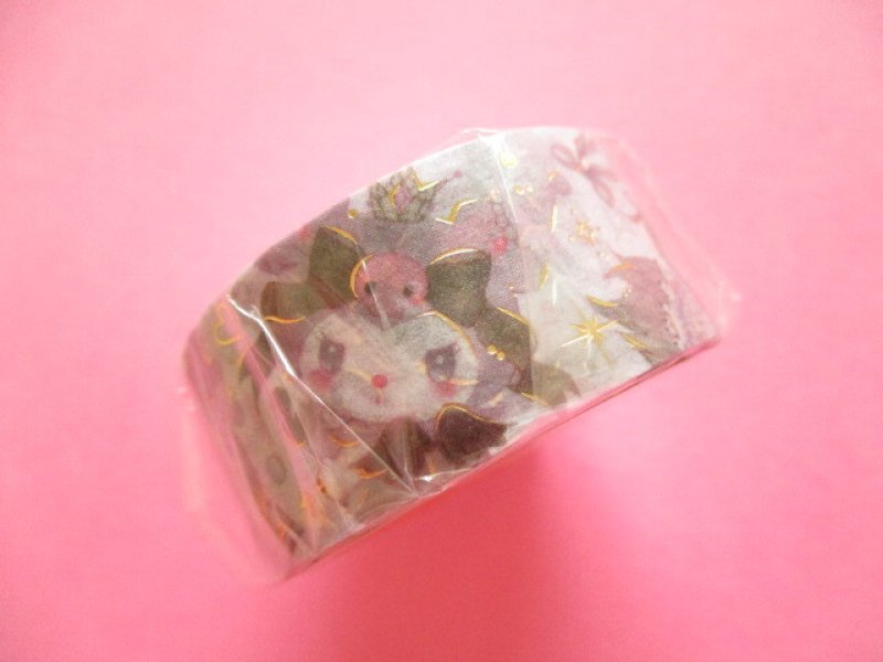 Photo1: Kawaii Cute Masking Tape Sticker Kuromi × たけい みき Miki Takei Clothes Pin *Black Swan (MT-84072)