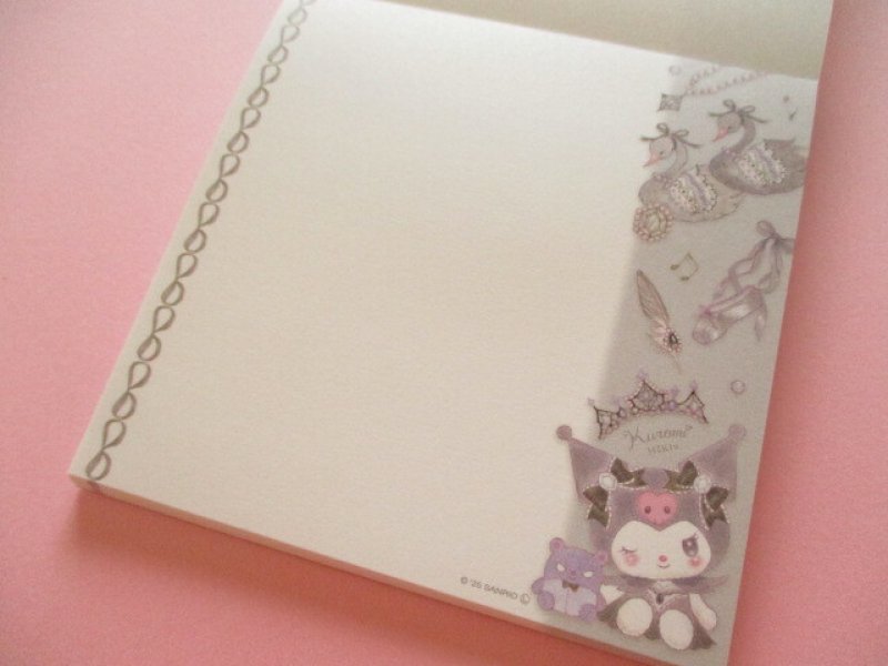 Photo3: Kawaii Cute Medium Memo Pad Kuromi × たけい みき Miki Takei Clothes Pin *Black Swan (MM-84054)
