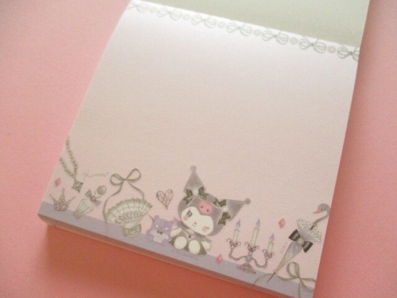 Photo1: Kawaii Cute Medium Memo Pad Kuromi × たけい みき Miki Takei Clothes Pin *Black Swan (MM-84054)