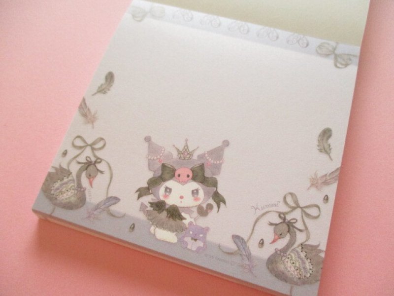 Photo2: Kawaii Cute Medium Memo Pad Kuromi × たけい みき Miki Takei Clothes Pin *Black Swan (MM-84054)