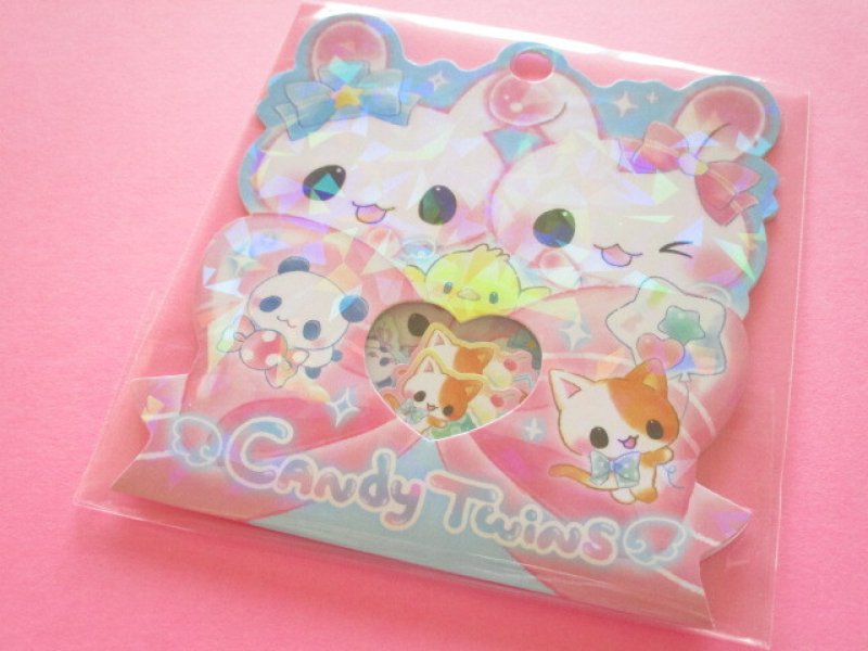 Photo1: Kawaii Cute Sticker Flakes Sack Q-LiA *Candy Twins (01107) (1)