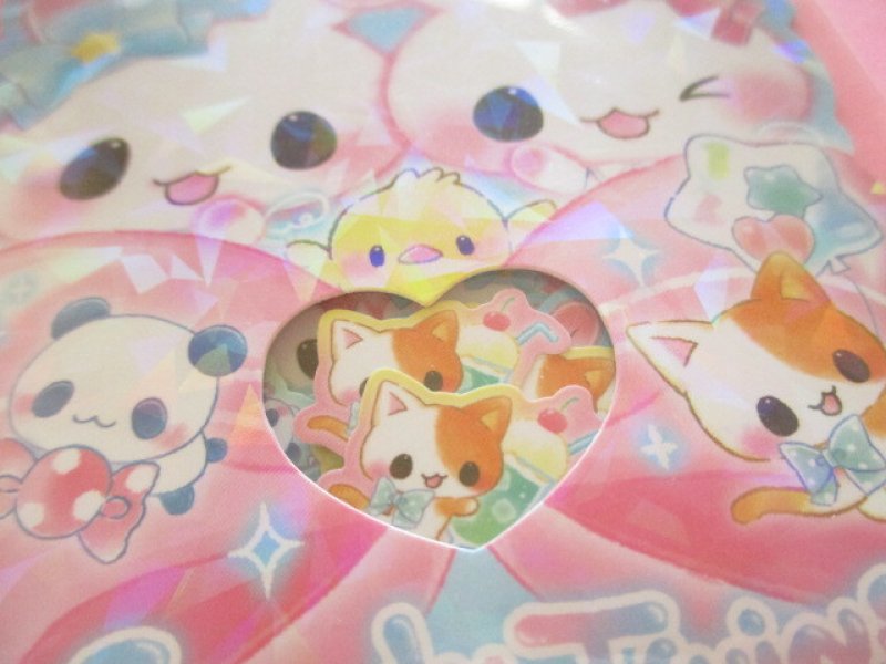 Photo1: Kawaii Cute Sticker Flakes Sack Q-LiA *Candy Twins (01107)