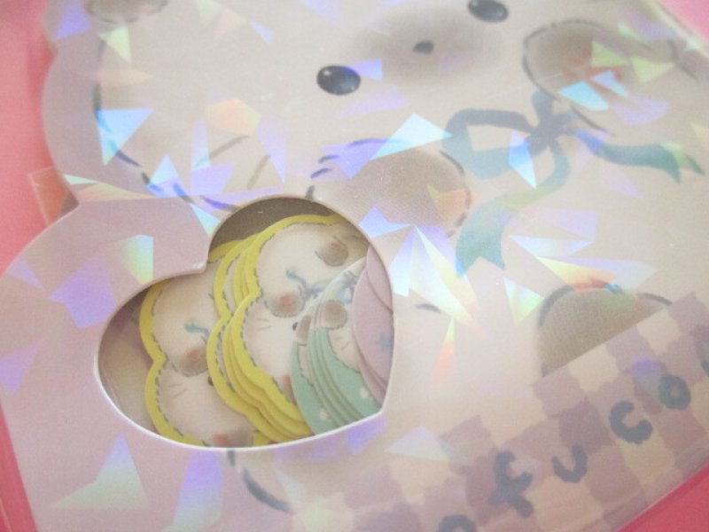Photo1: Kawaii Cute Sticker Flakes Sack Q-LiA *Mofucororin/ Cat (01104)