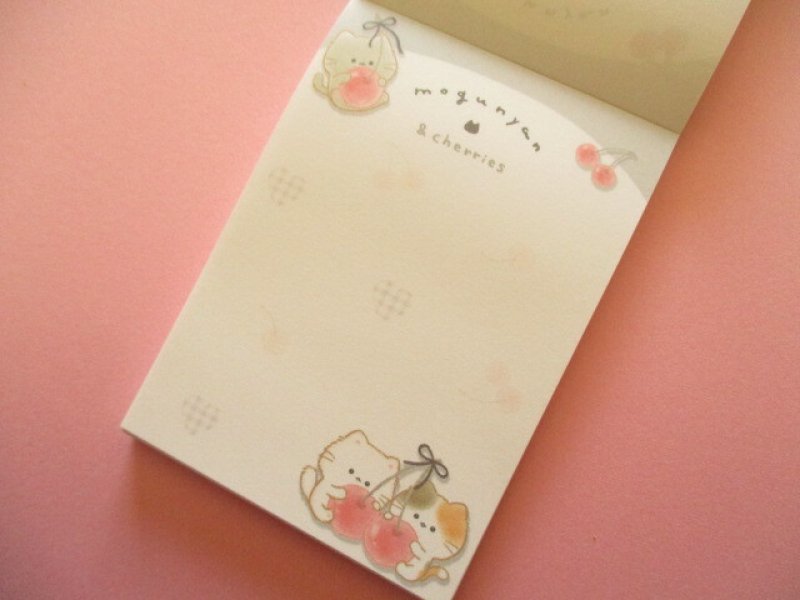 Photo1: Kawaii Cute Mini Memo Pad Mogu♡nyan Kamio Japan *Cherries (229678)