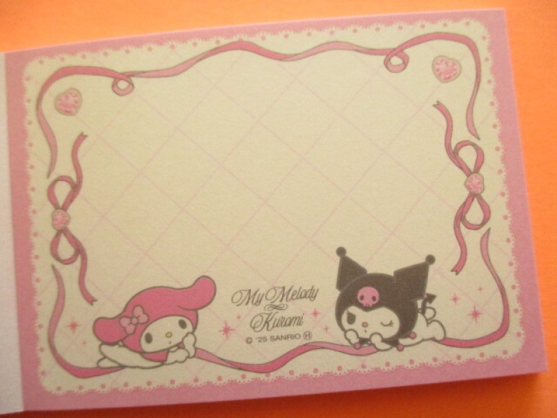 Photo2: Kawaii Cute Mini Memo Pad Sanrio Characters Sun-Star *My Melody & Kuromi Ribbon (S2851865) 