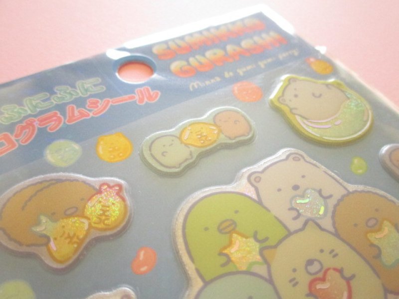 Photo3: Kawaii Cute Funi Funi Hologram Stickers Sheet Sumikkogurashi San-x *Gummy Gummy Party (SE70901)