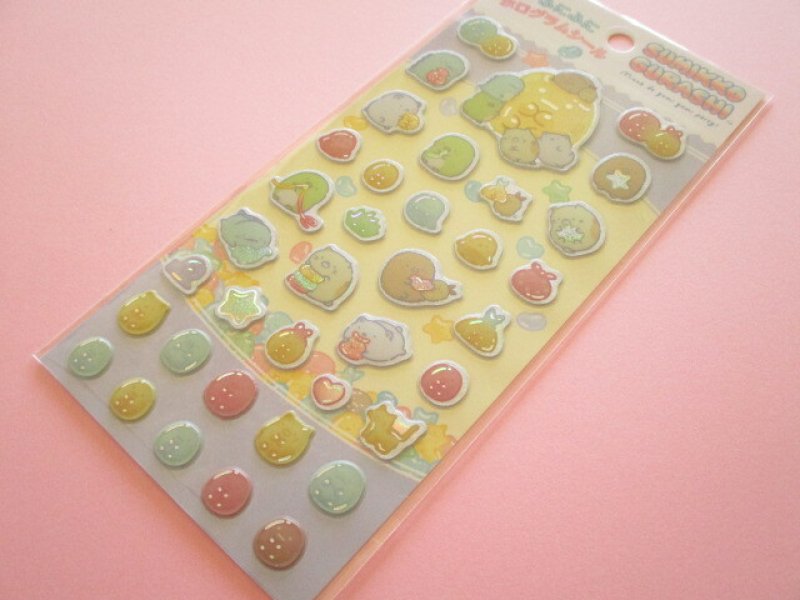 Photo1: Kawaii Cute Funi Funi Hologram Stickers Sheet Sumikkogurashi San-x *Gummy Gummy Party (SE70902) (1)